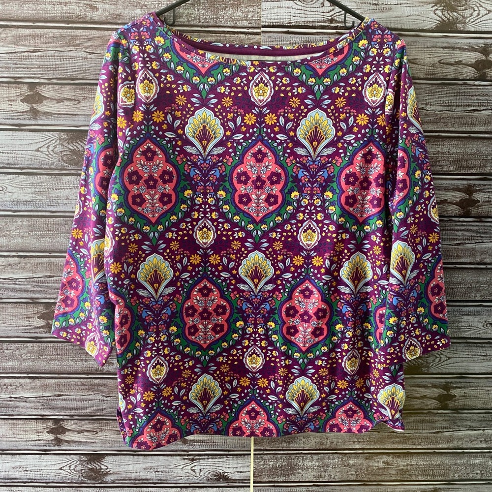 Talbots Women's Long-Sleeved Top Size‎ X 14 Multicolor Floral
